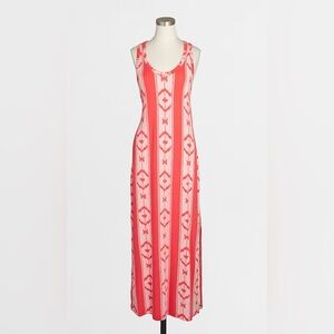 J. Crew Ikat Knit Racerback Maxi Dress - Coral/White - Size XS